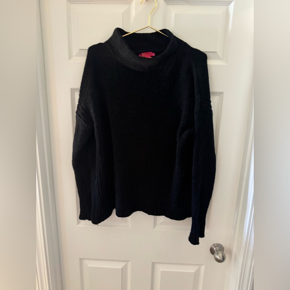 Catherine Malandrino Black Ribbed Mock Turtleneck Sweater